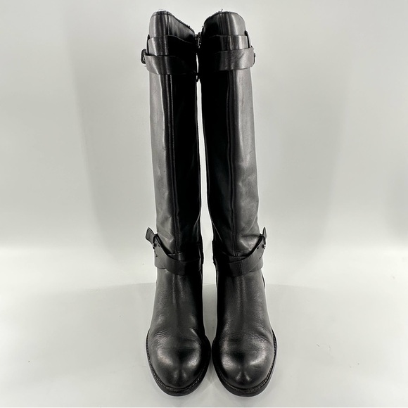 Franco sarto knee high wide calf boots size 6.5 37 L-Canary black leather riding - Picture 2 of 13
